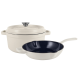 Retro sada Vintage Cuisine s litinovým hrncem 4,3 l a pánví Krémová