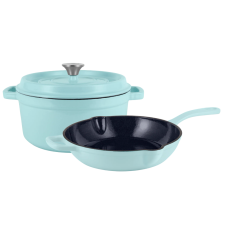 Retro set Vintage Cuisine s litinovým hrncem 4,3 l a pánví Mátový