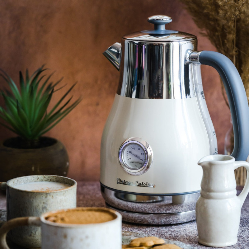 Elektrická konvice Vintage Cuisine v retro stylu 1,6 l 2200 W krémová
