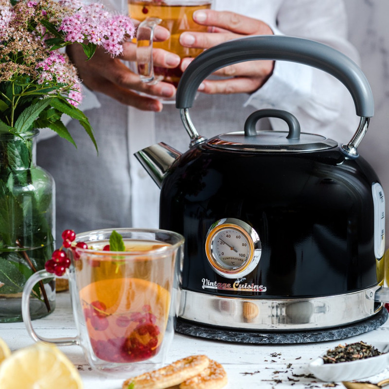 Elektrický konvice Vintage Cuisine v retro stylu 1,7 l 2200 W Černá