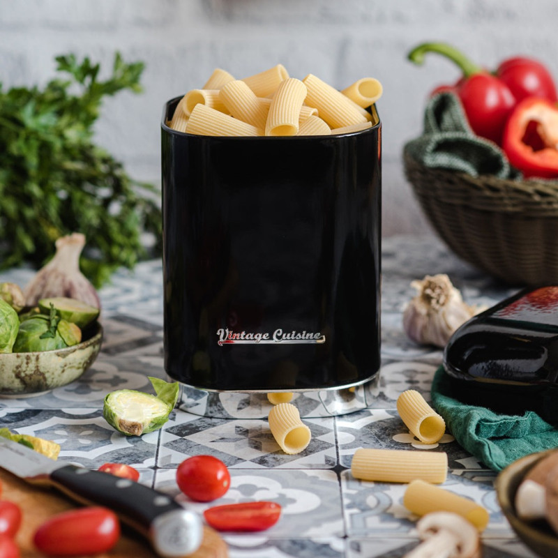 Kuchyňský kontejner Vintage Cuisine na sypké produkty 1,5 l Černý
