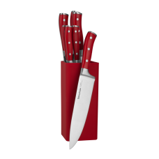 Sada Vintage Cuisine 7 kuchyňských nožů s stojanem Červená