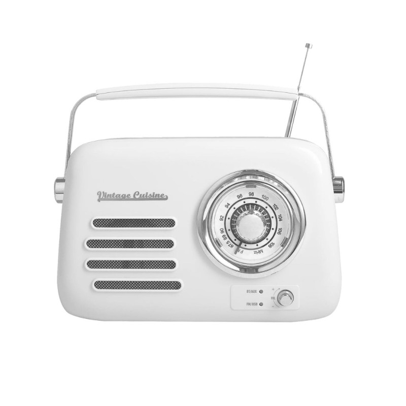 Kuchyňské rádio Vintage Cuisine retro s Bluetooth a batérií Bílé
