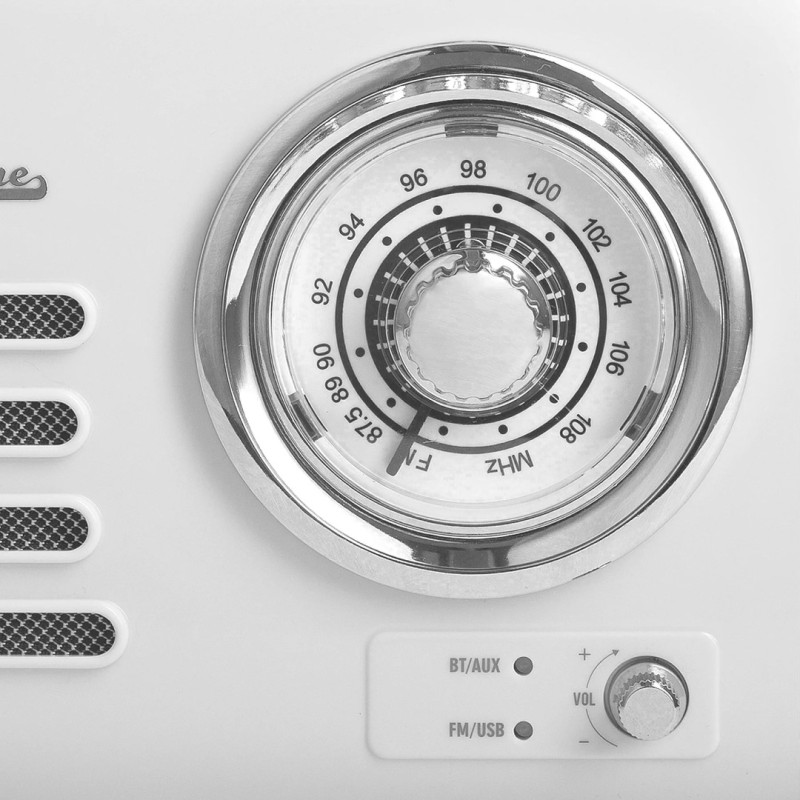 Kuchyňské rádio Vintage Cuisine retro s Bluetooth a batérií Bílé