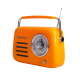 Kuchyňské rádio Vintage Cuisine v retro stylu s kovovou rukojetí, Bluetooth a baterií Oranžové (lesklé)