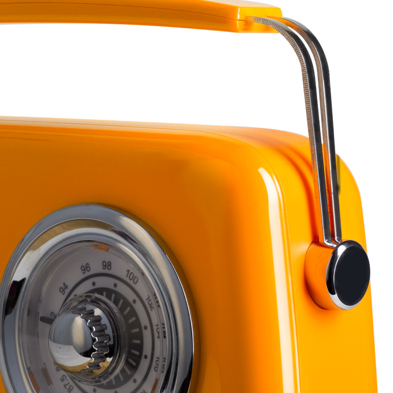 Kuchyňské rádio Vintage Cuisine v retro stylu s kovovou rukojetí, Bluetooth a baterií Oranžové (lesklé)