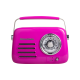 Kuchyňské rádio Vintage Cuisine v retro stylu s kovovou rukojetí, Bluetooth a baterií fuchsie (lesk)