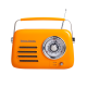 Kuchyňské rádio Vintage Cuisine v retro stylu s kovovou rukojetí, Bluetooth a baterií Oranžové (lesklé)