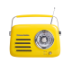 Kuchyňské rádio Vintage Cuisine v retro stylu s kovovou rukojetí s Bluetooth a baterií Žluté (lesk)