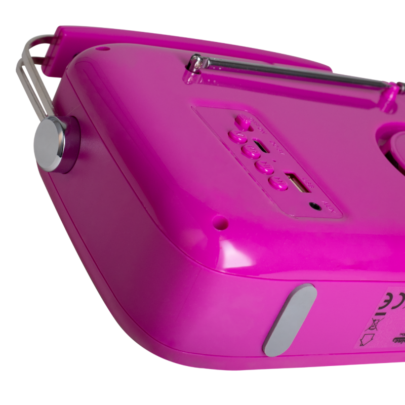 Kuchyňské rádio Vintage Cuisine v retro stylu s kovovou rukojetí, Bluetooth a baterií fuchsie (lesk)