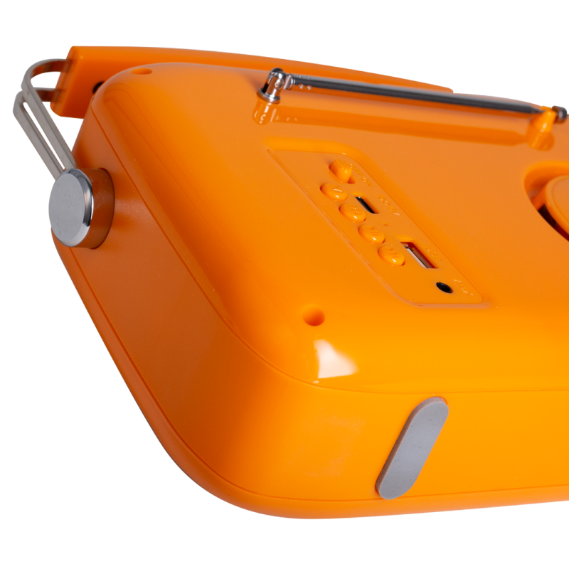 Kuchyňské rádio Vintage Cuisine v retro stylu s kovovou rukojetí, Bluetooth a baterií Oranžové (lesklé)
