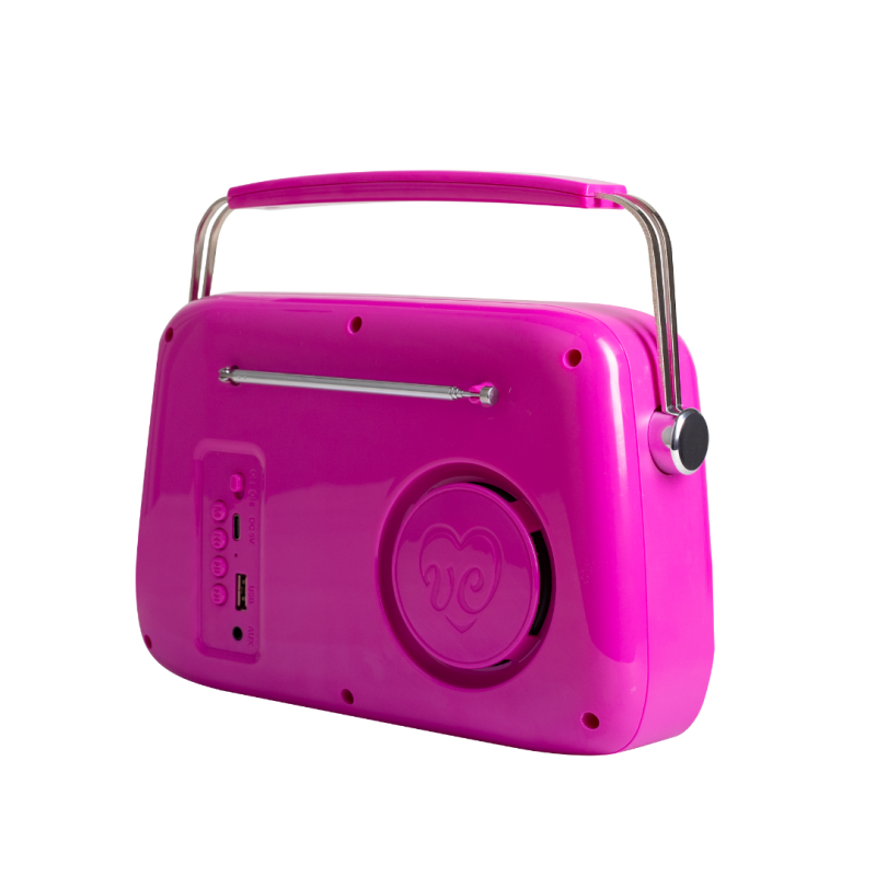 Kuchyňské rádio Vintage Cuisine v retro stylu s kovovou rukojetí, Bluetooth a baterií fuchsie (lesk)