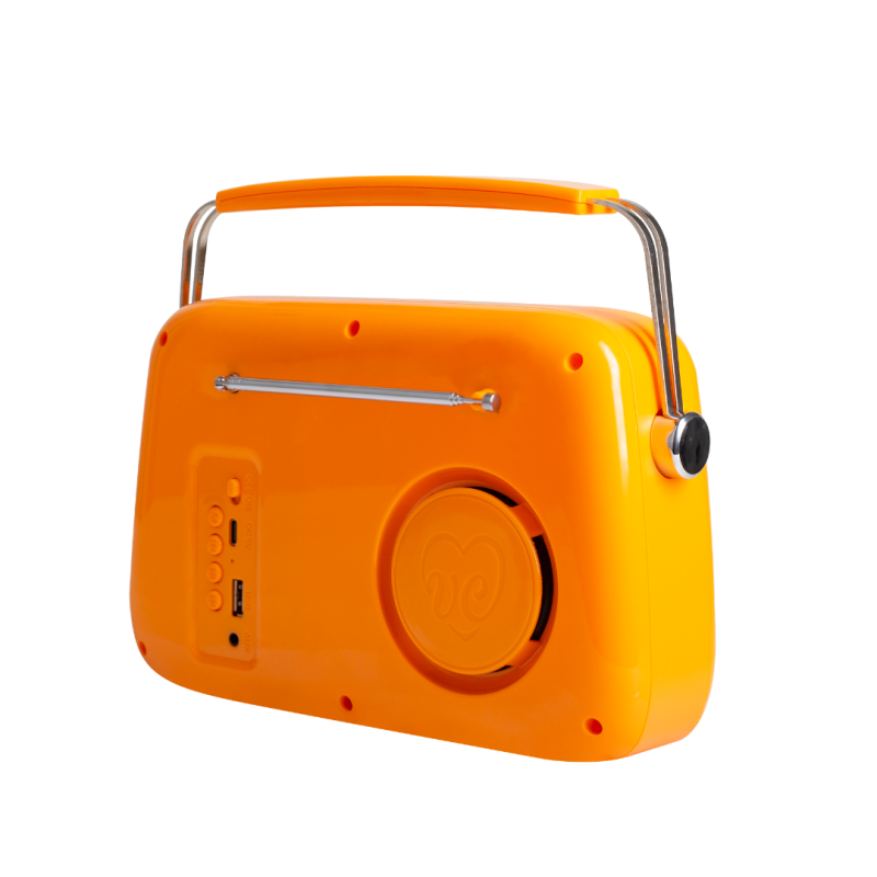 Kuchyňské rádio Vintage Cuisine v retro stylu s kovovou rukojetí, Bluetooth a baterií Oranžové (lesklé)