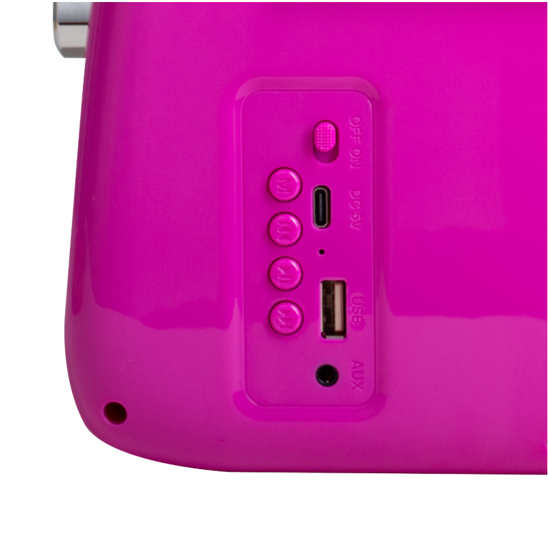 Kuchyňské rádio Vintage Cuisine v retro stylu s kovovou rukojetí, Bluetooth a baterií fuchsie (lesk)