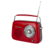 Kuchyňské rádio Vintage Cuisine retro s Bluetooth a baterií Červené