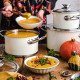 Sada hrnců Vintage Cuisine v retro stylu s víky, 6 kusů, krémová