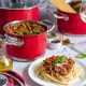 Sada hrnců Vintage Cuisine v retro stylu s poklicemi 6 kusů Červená