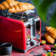 Toastovač Vintage Cuisine v retro stylu 930W Červený
