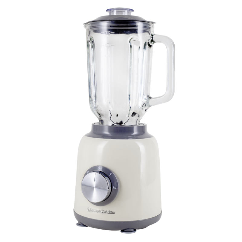 Stolní mixér Vintage Cuisine v retro stylu s mini sekáčkem Krémový