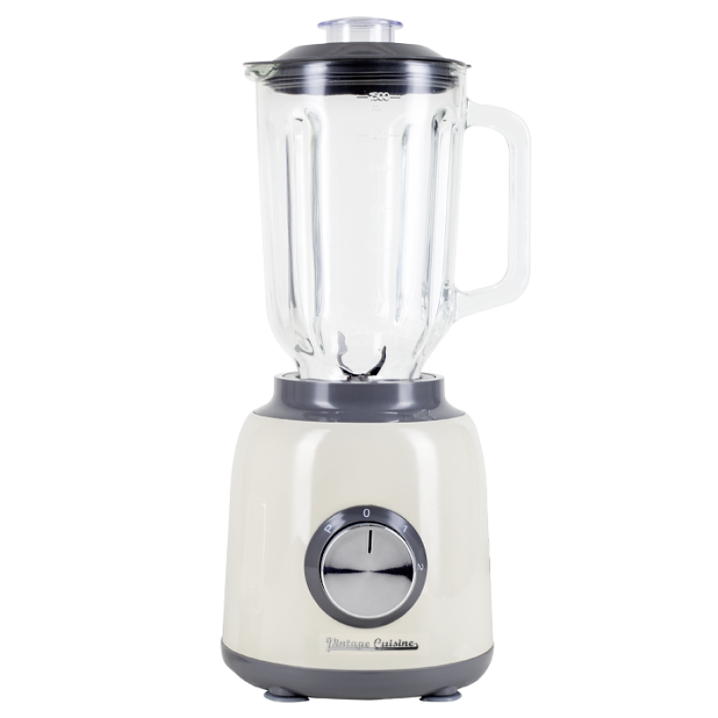 Stolní mixér Vintage Cuisine v retro stylu s mini sekáčkem Krémový
