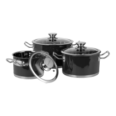 Sada hrnců Vintage Cuisine v retro stylu s víky, 6 kusů, černá