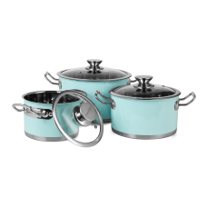 Sada hrnců Vintage Cuisine v retro stylu s poklicemi 6 kusů mátová