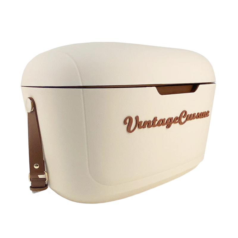 Přenosná lednička Vintage Cuisine o objemu 18,8 l s popruhem pro přenášení Krémová