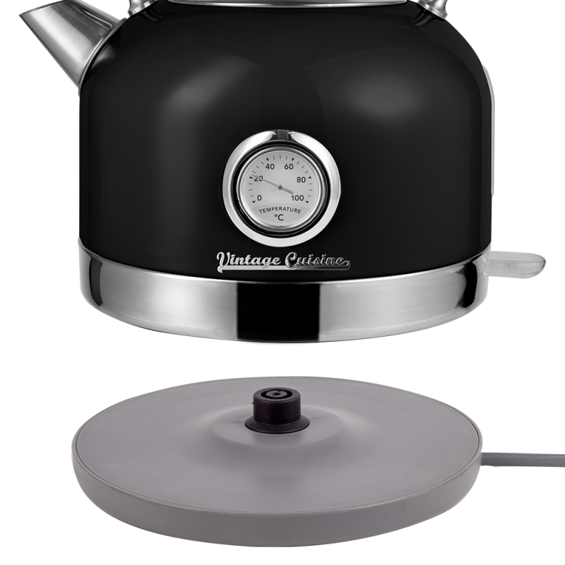 Retro sada Vintage Cuisine s elektrickým konvicí 1,7 l a toustovačem Černá