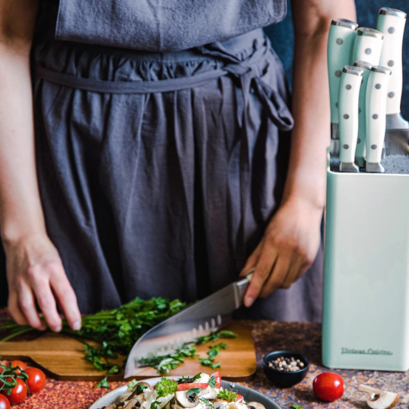 Sada Vintage Cuisine 7 kuchyňských nožů s podstavcem Mátová