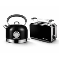 Retro sada Vintage Cuisine s elektrickým konvicí 1,7 l a toustovačem Černá