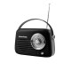 Kuchyňské rádio Vintage Cuisine v retro stylu s koženým páskem, Bluetooth a baterií Černé