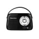 Kuchyňské rádio Vintage Cuisine v retro stylu s koženým páskem, Bluetooth a baterií Černé