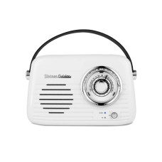 Vintage Cuisine kuchyňské rádio v retro stylu s koženým páskem, Bluetooth a baterií Bílé
