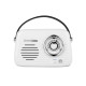 Vintage Cuisine kuchyňské rádio v retro stylu s koženým páskem, Bluetooth a baterií Bílé