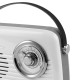 Vintage Cuisine kuchyňské rádio v retro stylu s koženým páskem, Bluetooth a baterií Bílé